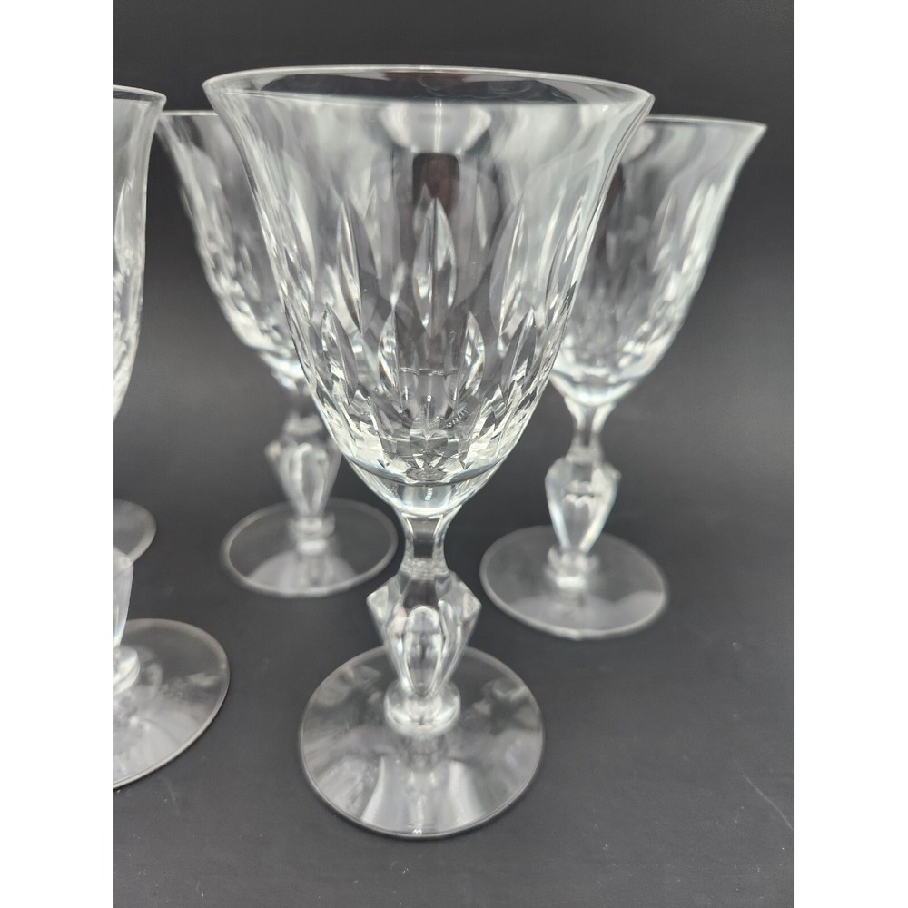 Vtg Tiffin Franciscan Crystal Water Goblets Wine Glasses Jamestown? Set Of 5 - Picture 3 of 10